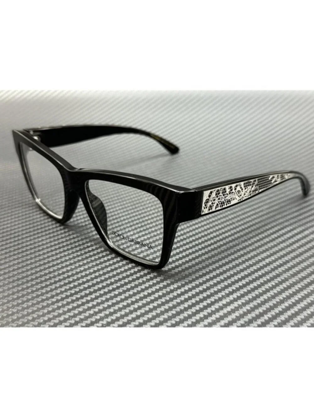 New Dolce & Gabbana Women Black Silver Eyeglasses 54-18-145